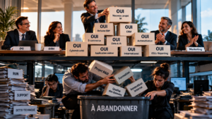 Illustration sur la surcharge des projets et le renoncement dans la gouvernance d’entreprise